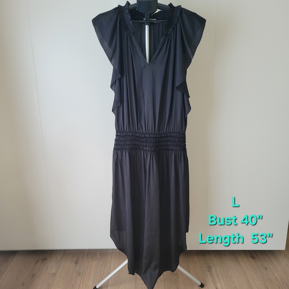 Ramy Brook Black Asymmetrical Ruched Cocktail Dress